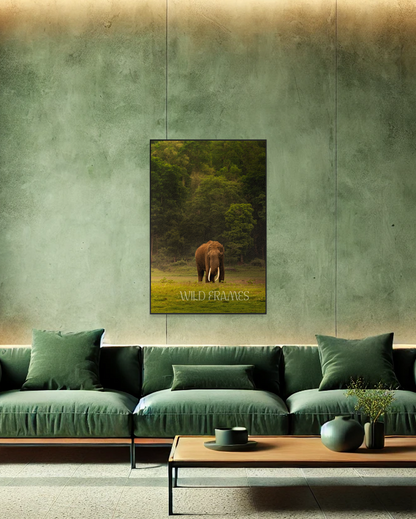 The Heart of India: A Majestic Tusker Stands Proud in the Heart of Nature, a Symbol of Strength, Grace, and Wild Beauty-canvas