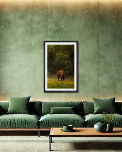The Heart of India: A Majestic Tusker Stands Proud in the Heart of Nature, a Symbol of Strength, Grace, and Wild Beauty-premium paper