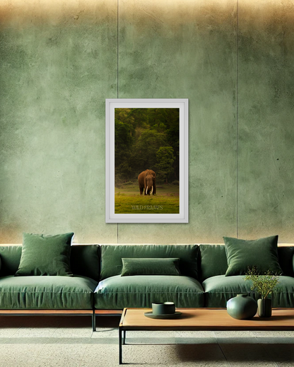 The Heart of India: A Majestic Tusker Stands Proud in the Heart of Nature, a Symbol of Strength, Grace, and Wild Beauty-premium paper