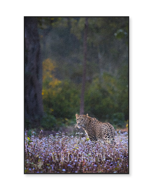 Whisper – Leopard in Wildflower Field Canvas  for Serene Interiors