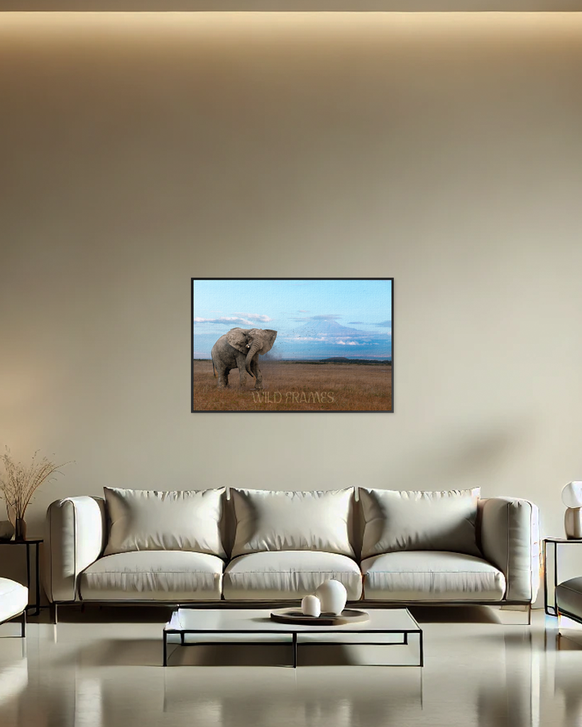 The mighty tusker stands proud, with Kilimanjaro’s beauty in the background-canvas