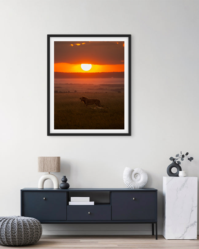 Sunset Sovereignty – Eco-Luxury Wildlife  premium paper wall Frame