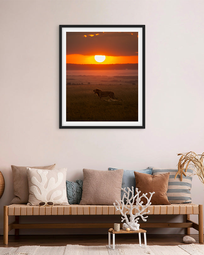 Sunset Sovereignty – Eco-Luxury Wildlife  premium paper wall Frame