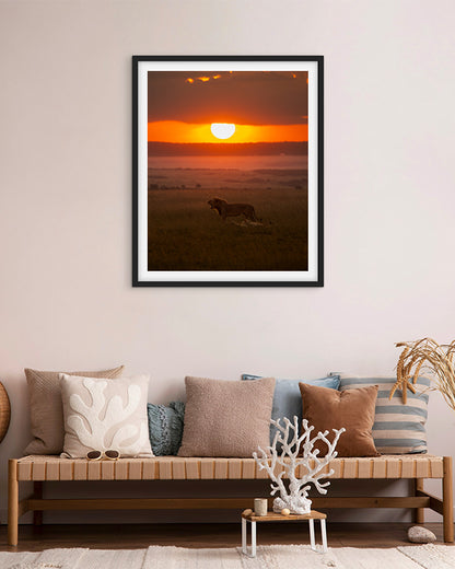 Sunset Sovereignty – Eco-Luxury Wildlife  premium paper wall Frame